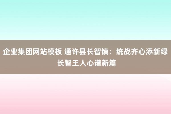 企业集团网站模板 通许县长智镇：统战齐心添新绿 长智王人心谱新篇