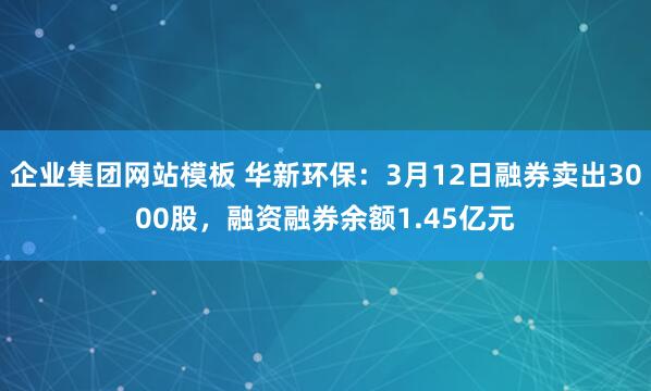 企业集团网站模板 华新环保：3月12日融券卖出3000股，融资融券余额1.45亿元