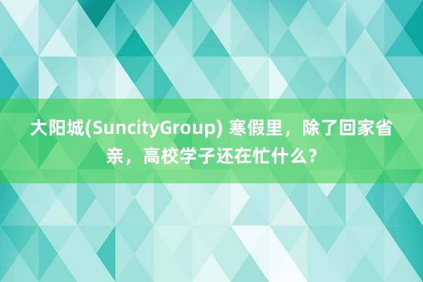 大阳城(SuncityGroup) 寒假里，除了回家省亲，高校学子还在忙什么？