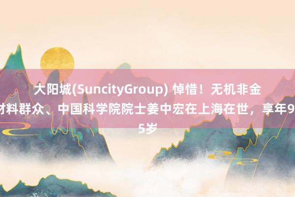大阳城(SuncityGroup) 悼惜！无机非金属材料群众、中国科学院院士姜中宏在上海在世，享年95岁
