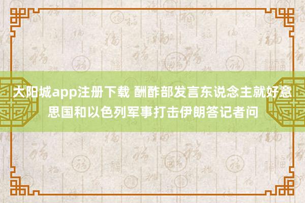 大阳城app注册下载 酬酢部发言东说念主就好意思国和以色列军事打击伊朗答记者问