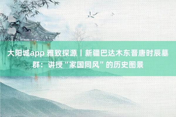 大阳城app 雅致探源丨新疆巴达木东晋唐时辰墓群：讲授“家国同风”的历史图景