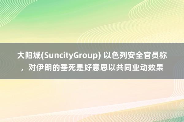 大阳城(SuncityGroup) 以色列安全官员称，对伊朗的垂死是好意思以共同业动效果