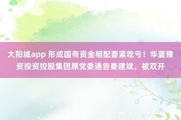 大阳城app 形成国有资金相配要紧吃亏！华夏豫资投资控股集团原党委通告秦建斌，被双开