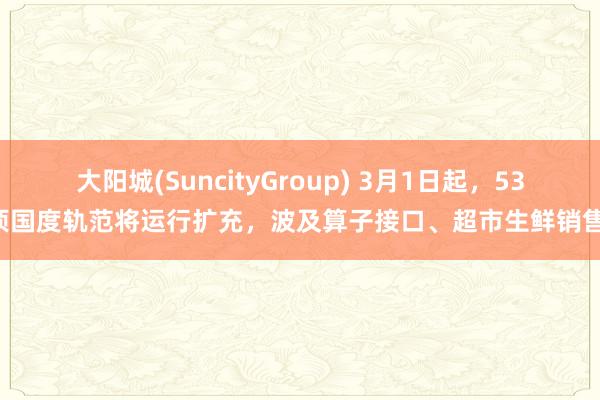 大阳城(SuncityGroup) 3月1日起，539项国度轨范将运行扩充，波及算子接口、超市生鲜销售等