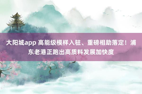 大阳城app 高能级模样入驻、重磅相助落定！浦东老港正跑出高质料发展加快度