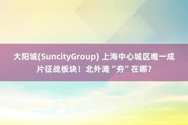 大阳城(SuncityGroup) 上海中心城区唯一成片征战板块！北外滩“夯”在哪？
