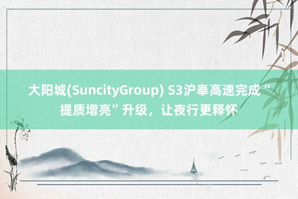 大阳城(SuncityGroup) S3沪奉高速完成“提质增亮”升级，让夜行更释怀