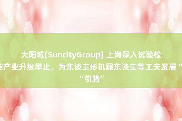 大阳城(SuncityGroup) 上海深入试验检测赋能产业升级举止，为东谈主形机器东谈主等工夫发展“引路”