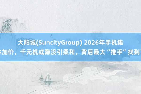 大阳城(SuncityGroup) 2026年手机集体加价，千元机或隐没引柔和，背后最大“推手”找到了