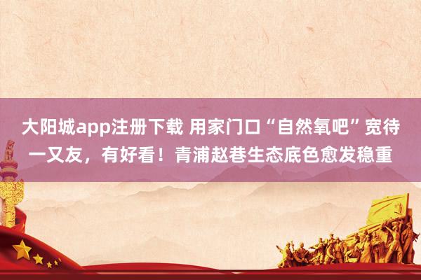 大阳城app注册下载 用家门口“自然氧吧”宽待一又友，有好看！青浦赵巷生态底色愈发稳重