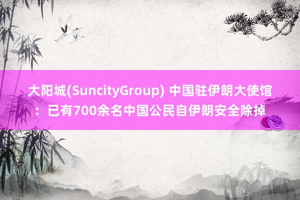 大阳城(SuncityGroup) 中国驻伊朗大使馆：已有700余名中国公民自伊朗安全除掉