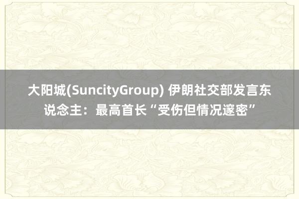 大阳城(SuncityGroup) 伊朗社交部发言东说念主：最高首长“受伤但情况邃密”