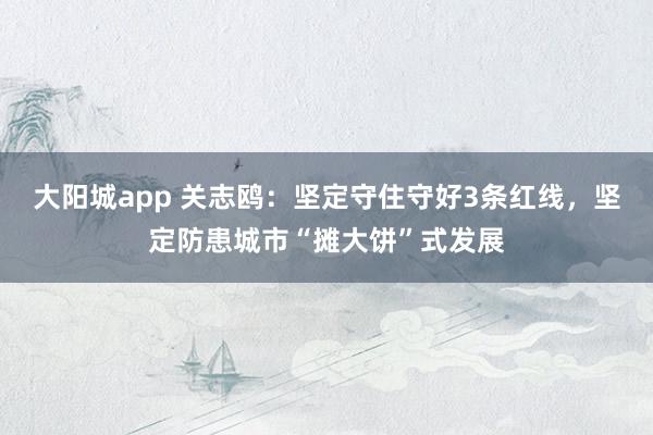 大阳城app 关志鸥：坚定守住守好3条红线，坚定防患城市“摊大饼”式发展