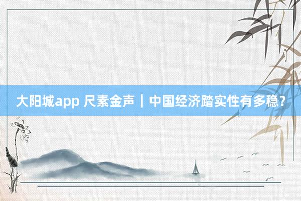 大阳城app 尺素金声｜中国经济踏实性有多稳？