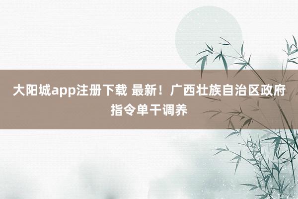 大阳城app注册下载 最新！广西壮族自治区政府指令单干调养