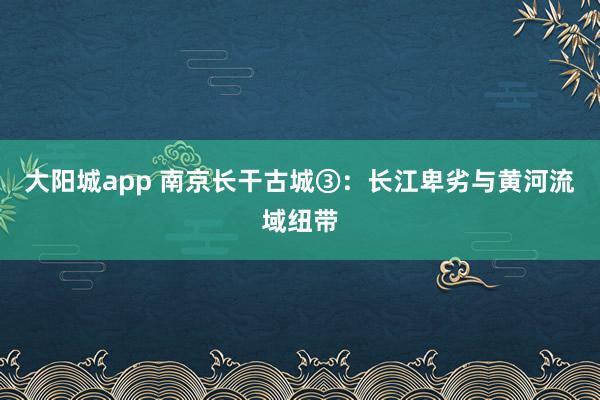 大阳城app 南京长干古城③：长江卑劣与黄河流域纽带