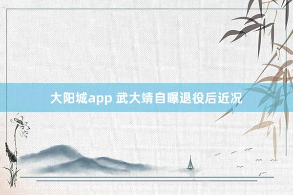 大阳城app 武大靖自曝退役后近况