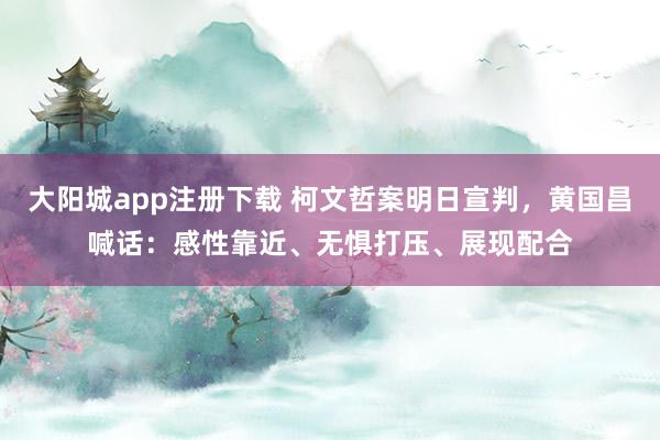 大阳城app注册下载 柯文哲案明日宣判，黄国昌喊话：感性靠近、无惧打压、展现配合