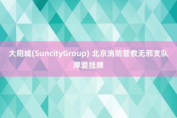 大阳城(SuncityGroup) 北京消防营救无邪支队厚爱挂牌