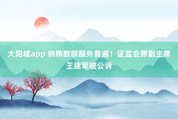 大阳城app 纳贿数额额外普遍！证监会原副主席王建军被公诉