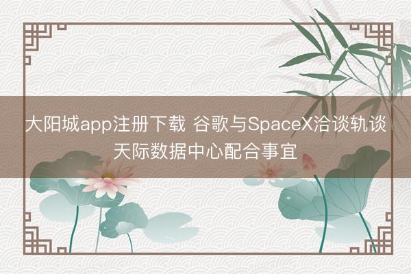 大阳城app注册下载 谷歌与SpaceX洽谈轨谈天际数据中心配合事宜