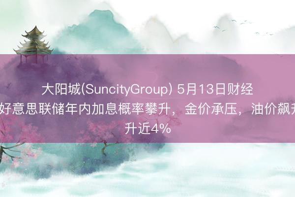 大阳城(SuncityGroup) 5月13日财经早餐：好意思联储年内加息概率攀升，金价承压，油价飙升近4%