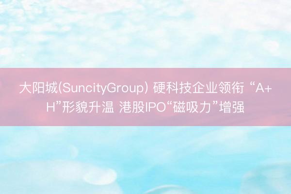 大阳城(SuncityGroup) 硬科技企业领衔 “A+H”形貌升温 港股IPO“磁吸力”增强