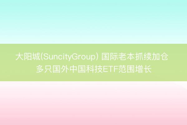 大阳城(SuncityGroup) 国际老本抓续加仓 多只国外中国科技ETF范围增长