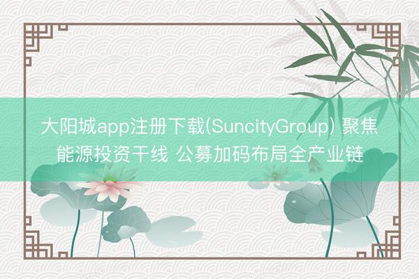 大阳城app注册下载(SuncityGroup) 聚焦能源投资干线 公募加码布局全产业链