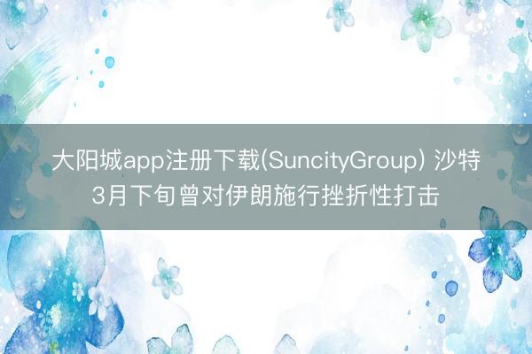 大阳城app注册下载(SuncityGroup) 沙特3月下旬曾对伊朗施行挫折性打击