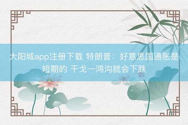 大阳城app注册下载 特朗普：好意思国通胀是短期的 干戈一鸿沟就会下跌