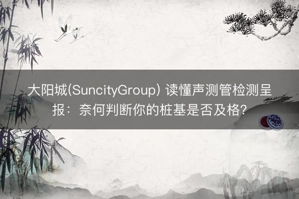 大阳城(SuncityGroup) 读懂声测管检测呈报：奈何判断你的桩基是否及格？