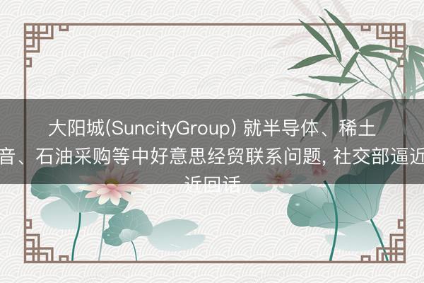 大阳城(SuncityGroup) 就半导体、稀土、波音、石油采购等中好意思经贸联系问题， 社交部逼近回话