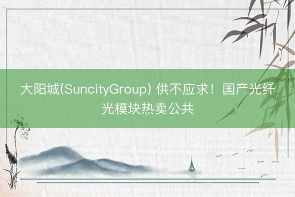 大阳城(SuncityGroup) 供不应求！国产光纤光模块热卖公共