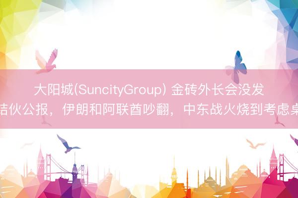 大阳城(SuncityGroup) 金砖外长会没发结伙公报，伊朗和阿联酋吵翻，中东战火烧到考虑桌
