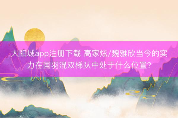 大阳城app注册下载 高家炫/魏雅欣当今的实力在国羽混双梯队中处于什么位置？