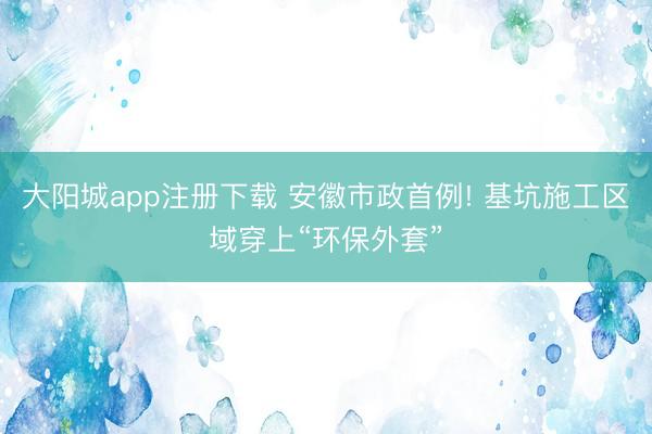 大阳城app注册下载 安徽市政首例! 基坑施工区域穿上“环保外套”