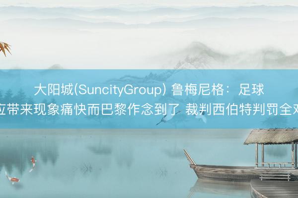 大阳城(SuncityGroup) 鲁梅尼格：足球应带来现象痛快而巴黎作念到了 裁判西伯特判罚全对