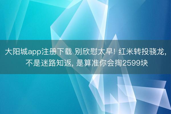 大阳城app注册下载 别欣慰太早! 红米转投骁龙， 不是迷路知返， 是算准你会掏2599块