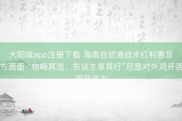大阳城app注册下载 海南自贸港战术红利惠及方方面面 “物畅其流、东谈主享其行”尽显对外洞开活力